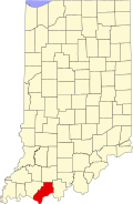 Map of Indiana highlighting Spencer County